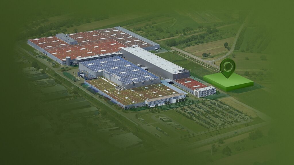 3D-Zeichnung der Batterie-Recyclingfabrik von Mercedes-Benz